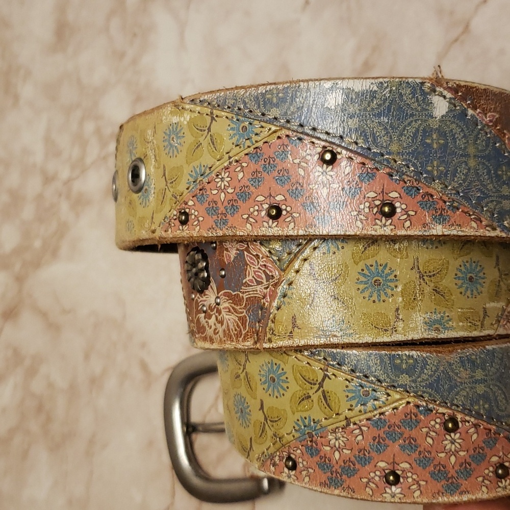 Fossil Multicolor Leather Patchwork And Metal Tin… - image 3